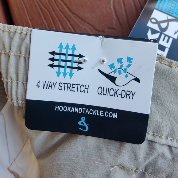 Hook and Tackle Beer Can Island Stretch Fishing Shorts Sand Tan Mens Size 32 NWT - Picture 4 of 14